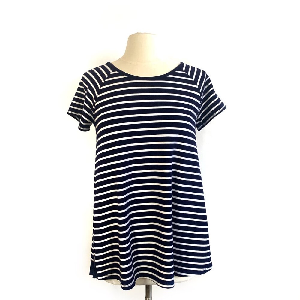 Premise Navy and White Stripe Short Sleeve Top - S